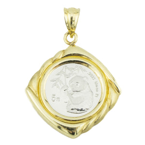 1995 1/20 oz Panda 0.9995 Platinum Coin with 14K Yellow Gold Bezel Pendant