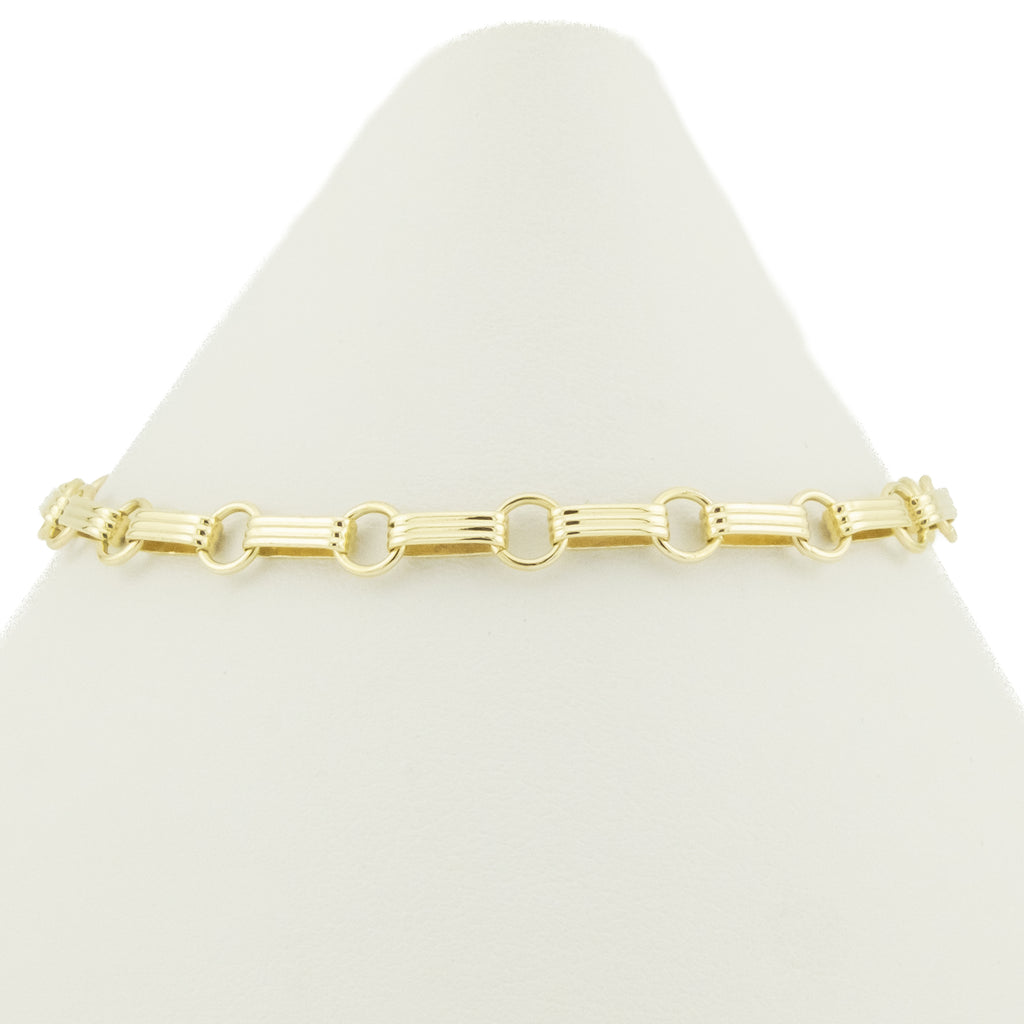 5mm Wide Gold Fancy Link 7" Bracelet in 14K Yellow Gold - 4.3grams