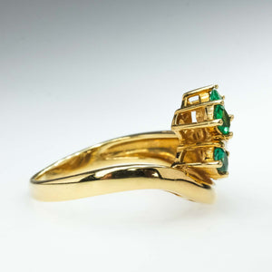 0.23ctw Oval Emerald and Diamond Accented Gemstone Ring in 18K Yellow Gold Gemstone Rings Oaks Jewelry 