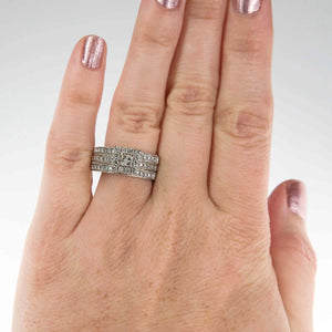 0.25ctw Princess Diamond Halo & Accented Bridal Ring Set in 14K White Gold Engagement Rings Oaks Jewelry 