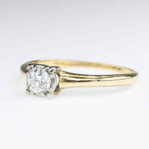 0.30ct European Cut Diamond Solitaire Engagement Ring in 14K Yellow Gold Engagement Rings Oaks Jewelry 