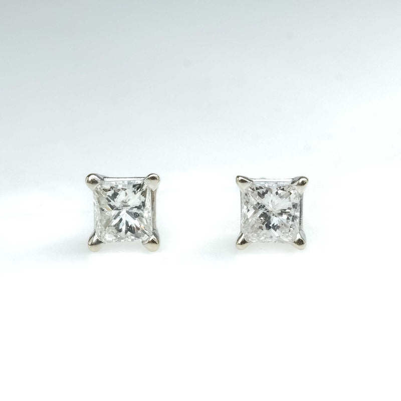 0.30ctw Princess Cut Diamond Stud Earrings in 14K White Gold Earrings Oaks Jewelry 