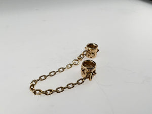 Authentic Retired Pandora 14K Yellow Gold Flower Safety Chain Charm 750312