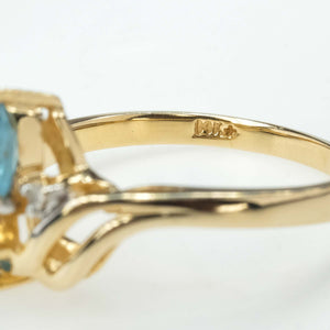 0.57ctw Blue Topaz with Diamond Accents Gemstone Ring in 14K Yellow Gold Gemstone Rings Oaks Jewelry 