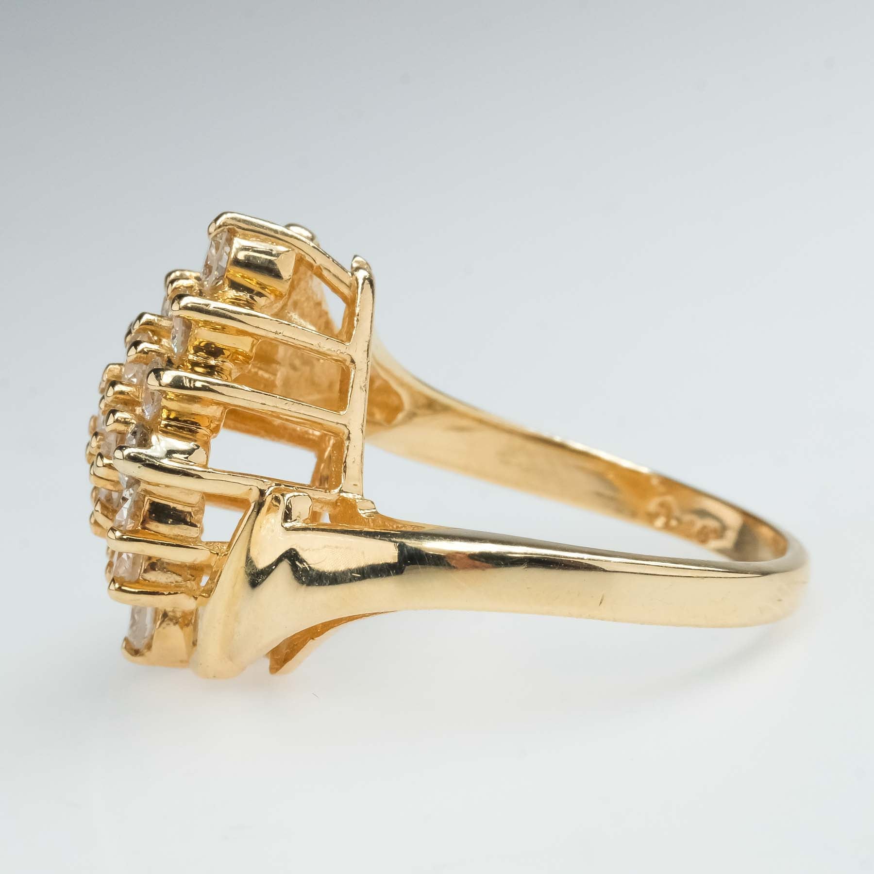 Asymmetrical Diamond Gold Cocktail Ring