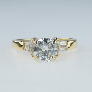 1.00ct Diamond Solitaire & Side Stones Engagement Ring 18K Yellow Gold Engagement Rings Oaks Jewelry 