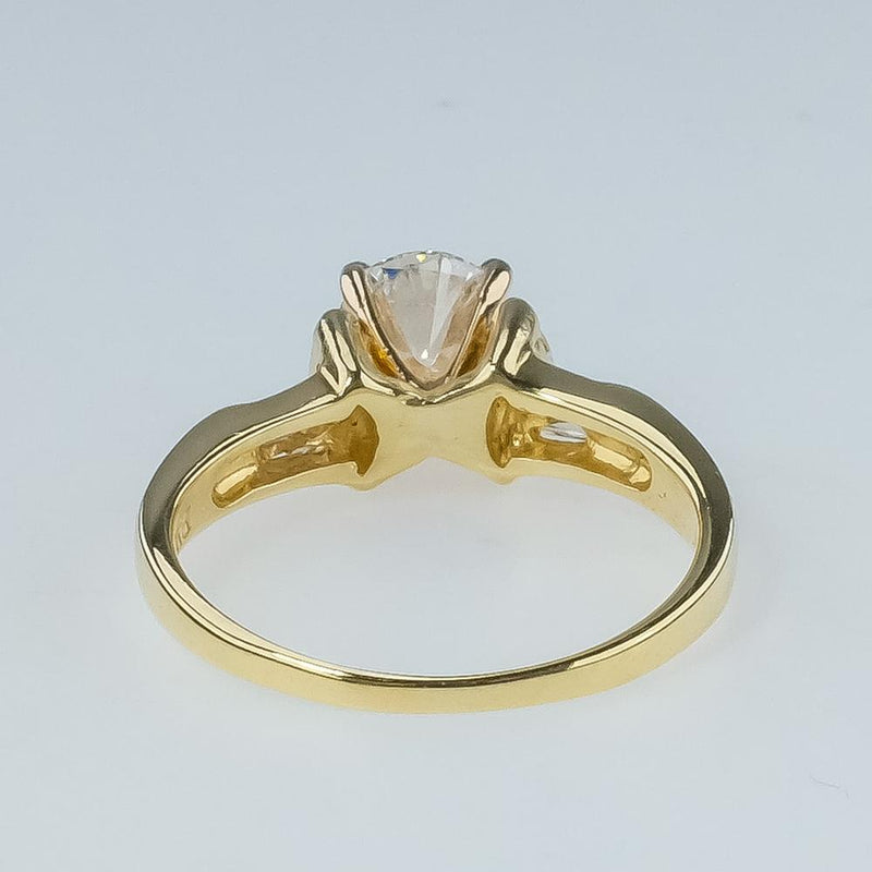 1.00ct Diamond Solitaire & Side Stones Engagement Ring 18K Yellow Gold Engagement Rings Oaks Jewelry 