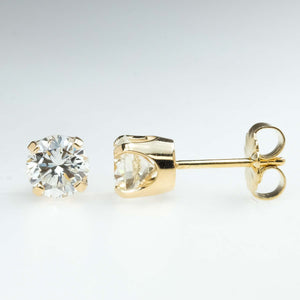 1.00ctw Round Diamond Solitaire Stud Earrings in 14K Yellow Gold Earrings Oaks Jewelry 