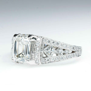 1.02ct Emerald Cut Diamond SI1/H Split Shank Engagement Ring in 14K White Gold Engagement Rings Oaks Jewelry 