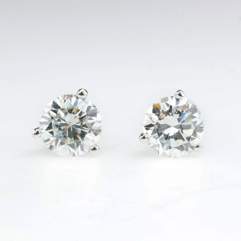 1.12ctw Round Diamond Solitaire Martini Stud Earrings in 14K White Gold Earrings Oaks Jewelry 