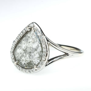 1.16ctw Diamond Slice with Diamond Accents Halo Ring in 14K White Gold Diamond Rings Oaks Jewelry 