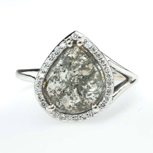 1.16ctw Diamond Slice with Diamond Accents Halo Ring in 14K White Gold Diamond Rings Oaks Jewelry 