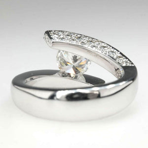 1.21ct Round VS2/G Diamond Bypass Statement Ring in 14K White Gold Diamond Rings Oaks Jewelry 
