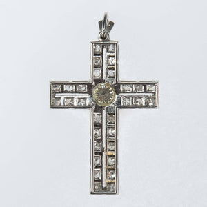1.25ctw Diamond Accented Religious Cross Pendant in 950 Platinum Pendants Oaks Jewelry 
