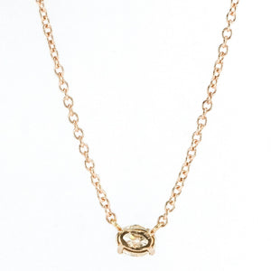 14K Rose Gold 0.59ct Oval Diamond East West Fixed Pendant on 16" Cable Necklace Necklaces Oaks Jewelry 