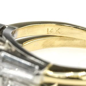 14K Two Tone Gold GIA 1.52ct Round VS2/D & Baguette Accents Bridal Set Size 5.5 Bridal Sets Oaks Jewelry 