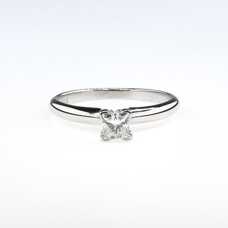 14K White Gold 0.30ct Princess Cut Diamond I1/I Solitaire Engagement Ring Engagement Rings Oaks Jewelry 