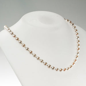 14K White Gold 6.0mm-6.9mm Round Freshwater Pearl Single Strand 16.5" Necklace Necklaces Oaks Jewelry 
