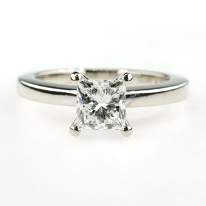 14K White Gold GIA 0.95ct Princess Diamond Solitaire Engagement Ring Size 5 Engagement Rings Oaks Jewelry 