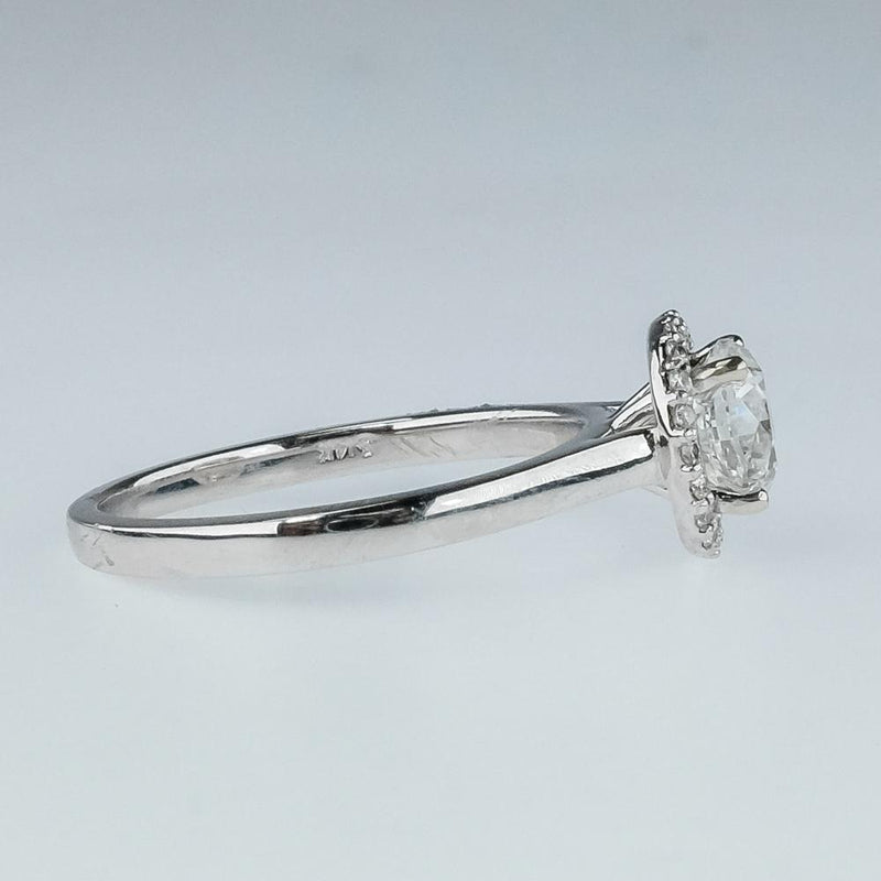 14K White Gold GIA 1.01ct Round Diamond SI2/H Halo Engagement Ring Size 6.75 Engagement Rings OaksJewelry 