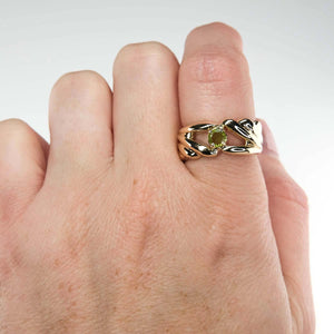 14K Yellow Gold 0.54ct Round Peridot Solitaire Gemstone Ring Size 8 Gemstone Rings Oaks Jewelry 