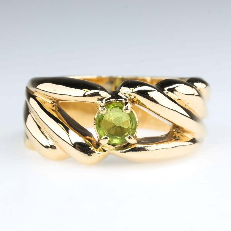 14K Yellow Gold 0.54ct Round Peridot Solitaire Gemstone Ring Size 8 Gemstone Rings Oaks Jewelry 