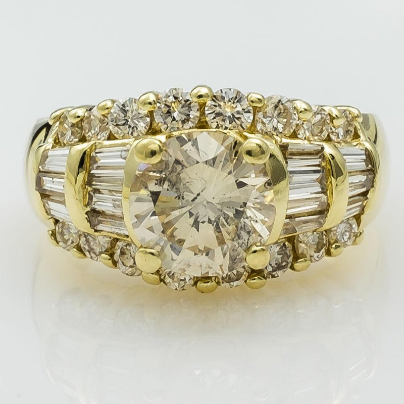 14K Yellow Gold 1.20ct Round Diamond I1/J & Accented Engagement Ring Size 5 Engagement Rings Oaks Jewelry 