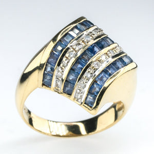 14K Yellow Gold 1.50ctw Sapphire and Diamond Accents Free-Form Gemstone Ring Gemstone Rings Oaks Jewelry 