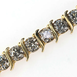 14K Yellow Gold 8.80ctw Round Diamond S Link 7" Tennis Bracelet Bracelets Oaks Jewelry 