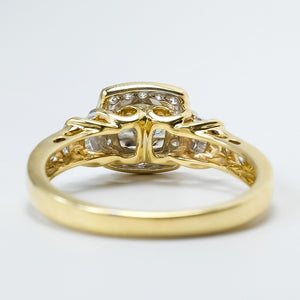14K Yellow Gold GIA 1.09ctw Round Brilliant Diamond SI2/N Halo Bridal Set Bridal Sets Oaks Jewelry 