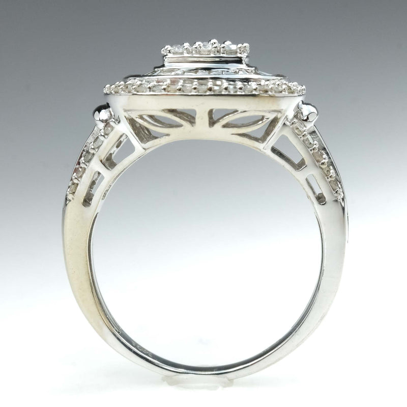 1.53ctw Diamond Accented Halo Cluster Statement Ring in 10K White Gold Diamond Rings Oaks Jewelry 