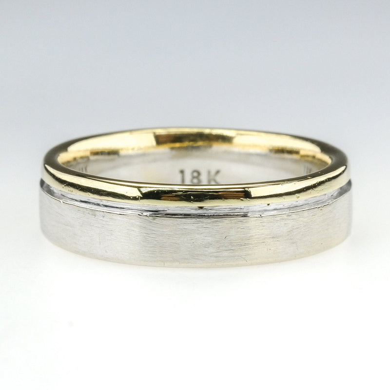 18K Two Tone Gold 5.5mm Wide Comfort Fit Wedding Band Ring Size 8.5 - 8.0 grams Wedding Rings OaksJewelry 