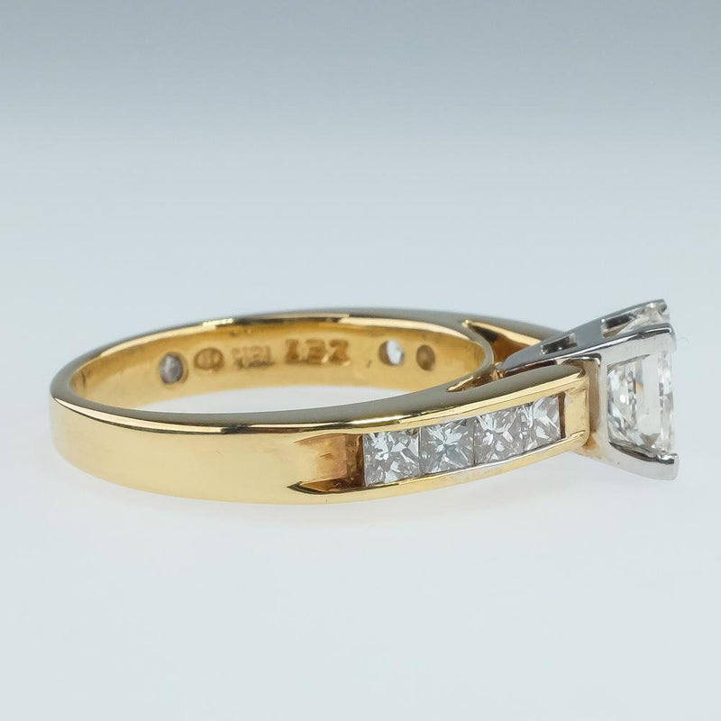 18K Yellow Gold GIA 1.00ct Princess Cut VS2/H Diamond Accented Engagement Ring Engagement Rings OaksJewelry 