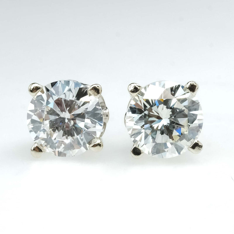 2.00ctw Round Diamond Solitaire Stud Earrings in 14K White Gold Earrings Oaks Jewelry 