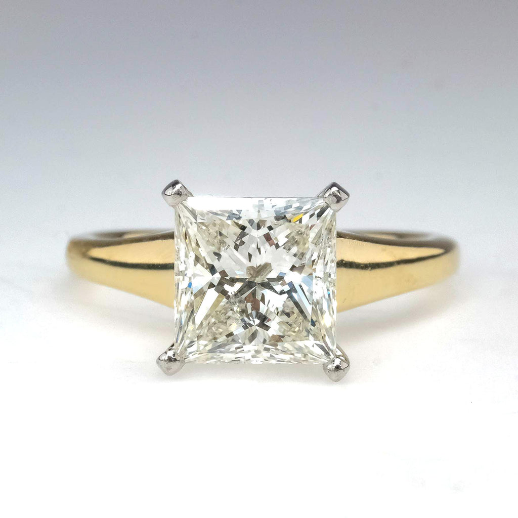 GIA 2.02ct Princess Cut Diamond Solitaire Engagement Ring in 14K Yellow Gold