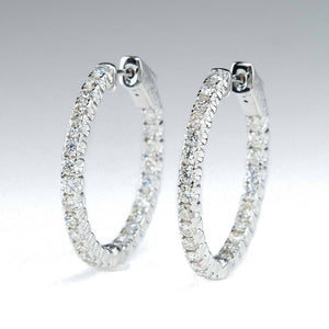 2.18ctw Diamond Inside Out Hoop Earrings in 14K White Gold Earrings Oaks Jewelry 