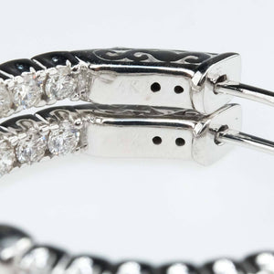 2.18ctw Diamond Inside Out Hoop Earrings in 14K White Gold Earrings Oaks Jewelry 