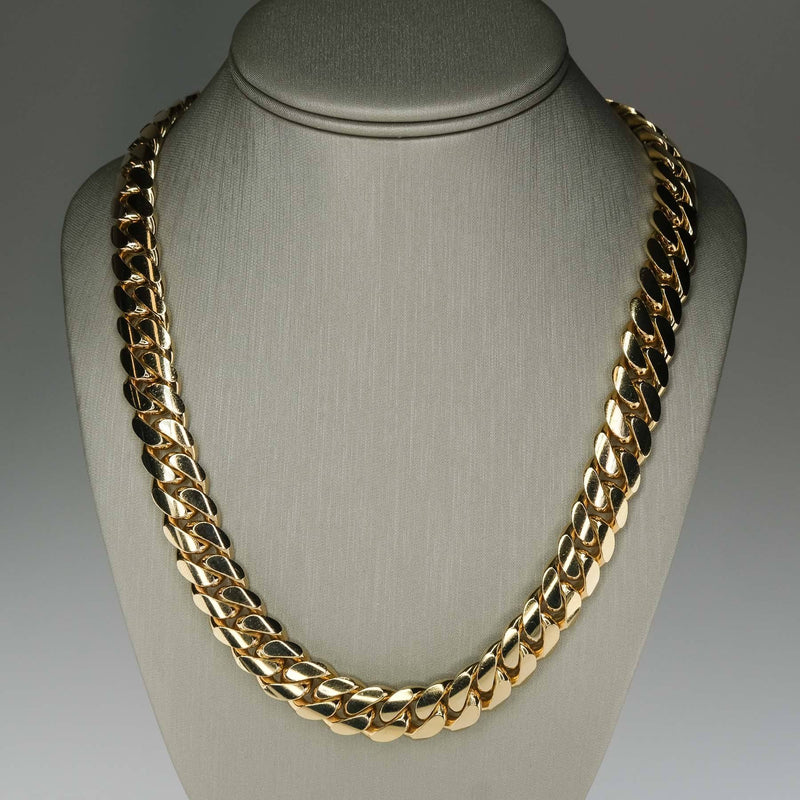 24" Solid Cuban Link Chain in 10K Yellow Gold - 274.6 grams Chains Oaks Jewelry 