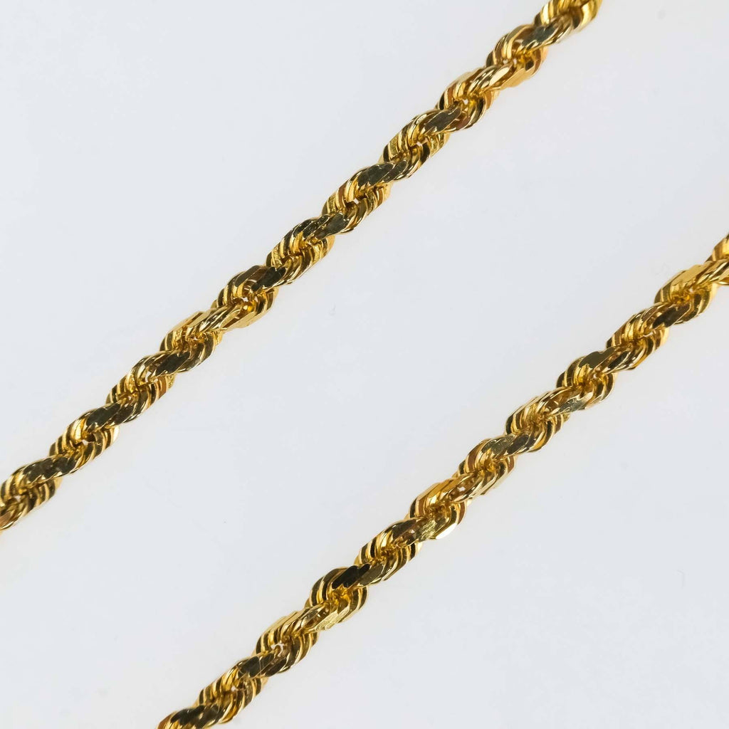 2mm Wide Rope Link 20" Chain Necklace in 14K Yellow Gold Necklaces Oaks Jewelry 