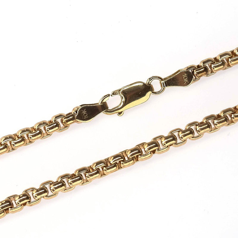 3.5mm Wide 27" Venetian Box Link Chain in 10K Yellow Gold - 35.9 grams Chains Oaks Jewelry 