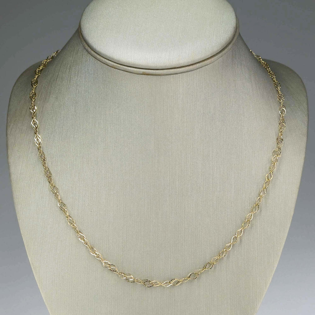 3mm Wide Fancy Link 31" Chain Necklace in 14K Yellow Gold Necklaces Oaks Jewelry 