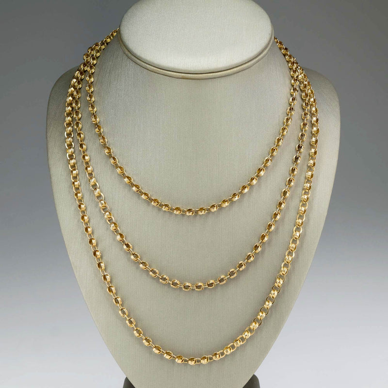 4.5mm Wide Alternating Oval and Knot Link 54" Chain Necklace in 14K Yellow Gold Chains Oaks Jewelry 