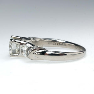 GIA 1.54ct VS2/J Round Diamond Three Stone Engagement Ring in Platinum