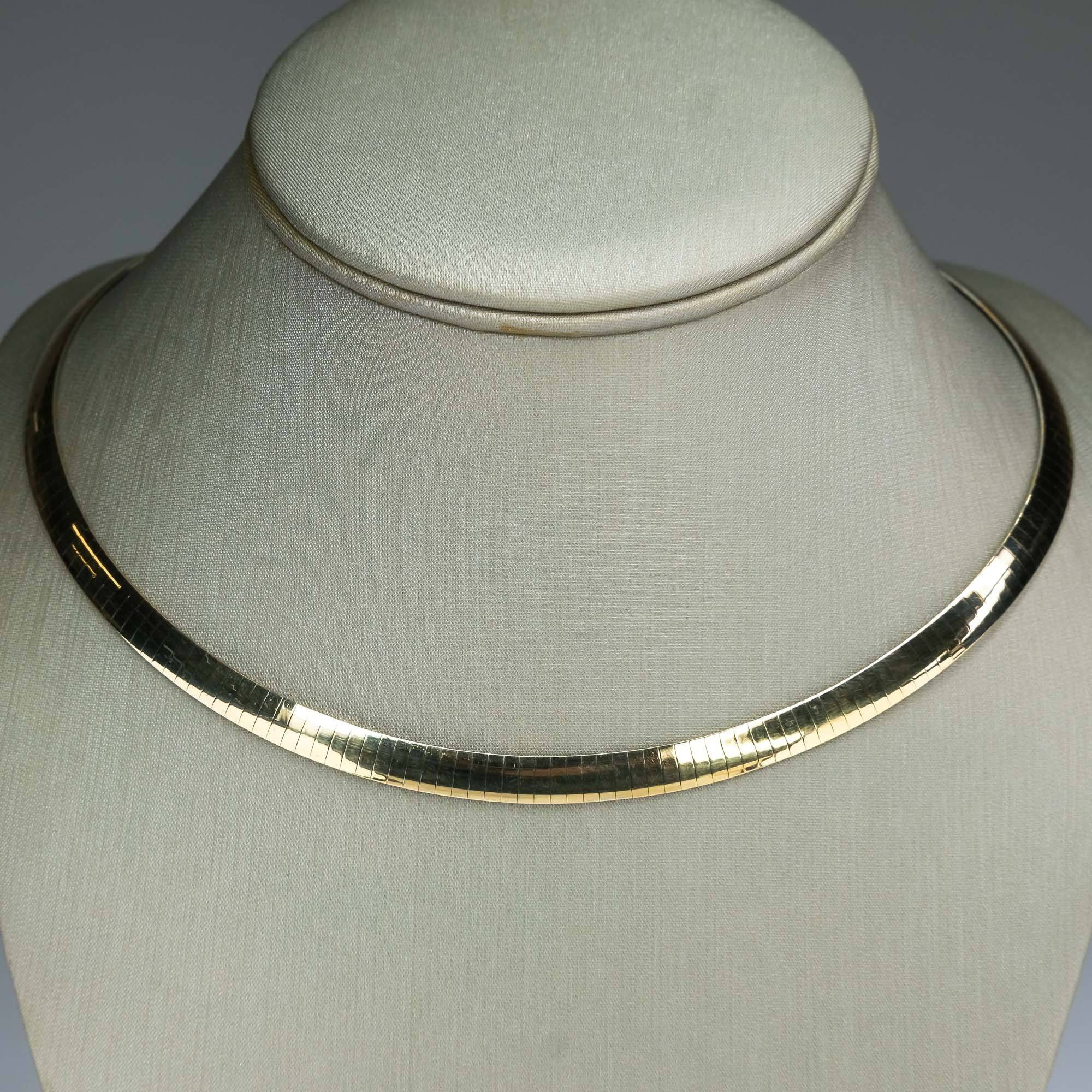 QG 14k 10mm Domed Omega Necklace OD10 - Jurgens Jewelers