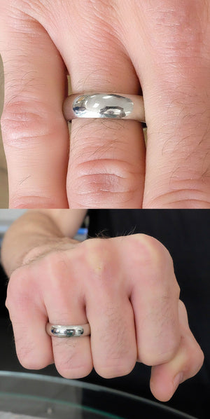 6mm Wide Plain Polish Vintage Jabel Wedding Band Ring Size 10 in 18K White Gold Wedding Rings Oaks Jewelry 