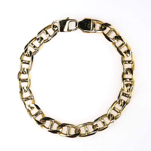 8.4mm Wide Solid Mariner Anchor Gucci Link 8.75" Chain Bracelet in 14K Yellow Gold Bracelets Oaks Jewelry 
