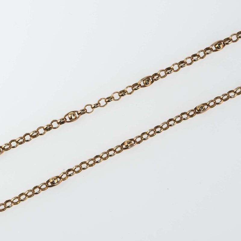 3.6mm Wide Rolo Link Beaded Station 19" Chain Necklace in 10K Yellow Gold