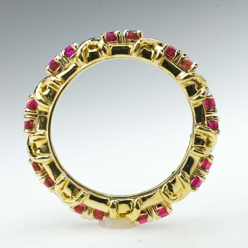 0.99ctw Ruby XO Eternity Band Ring in 18K Yellow Gold
