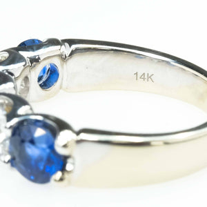 Blue Sapphire & Diamond Accented Gemstone Ring in 14K White Gold Gemstone Rings Oaks Jewelry 