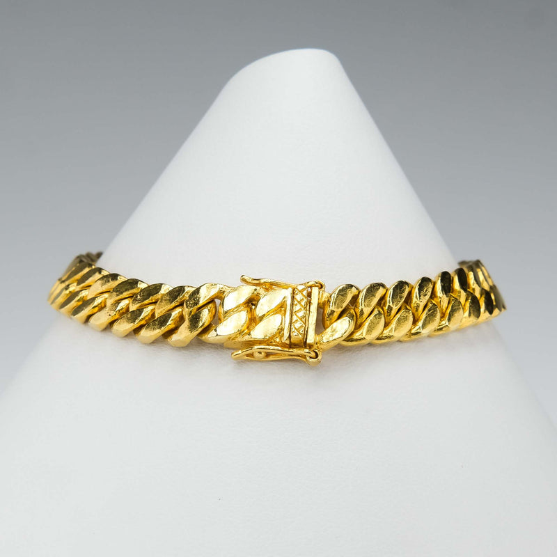 7.3mm Wide Cuban Curb Link 7" Chain Bracelet in 21K Yellow Gold